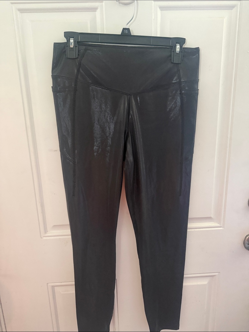 PINK Victoria's Secret Glossy Black High-Waist Leggings